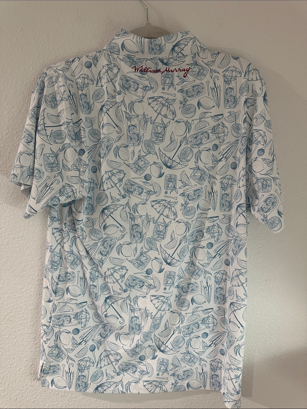 William Murray Golf White Polo with Light Blue Coastal Sketch Print - Picture 4 of 4